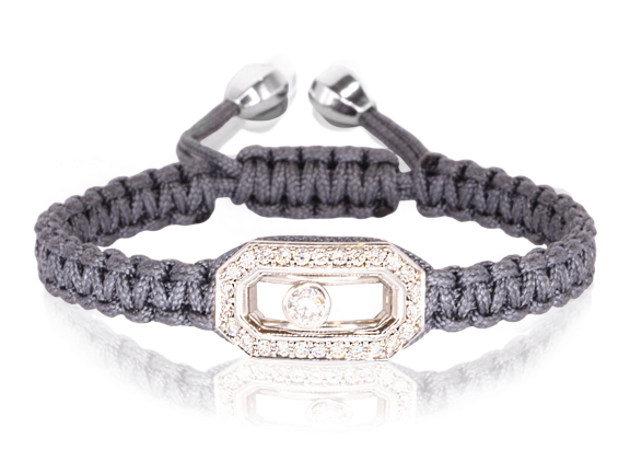 BRACELET MEDIUM DIAMOND WHITE GOLD CORD GRAY