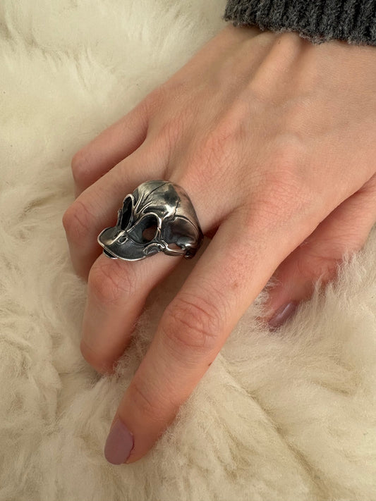 Duck Ring | 925 Sterling Silber | schwarz oxidiert und poliert