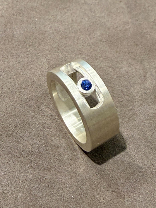 Silber Ring | Moving Saphir | 925 Sterling Silber | poliert