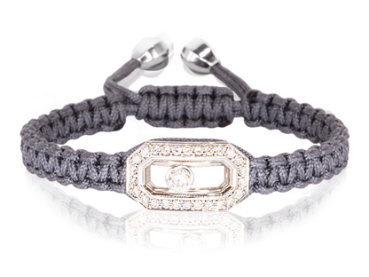 BRACELET MEDIUM DIAMOND WHITE GOLD CORD GRAY