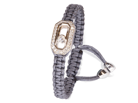 BRACELET MEDIUM DIAMOND WHITE GOLD CORD GRAY