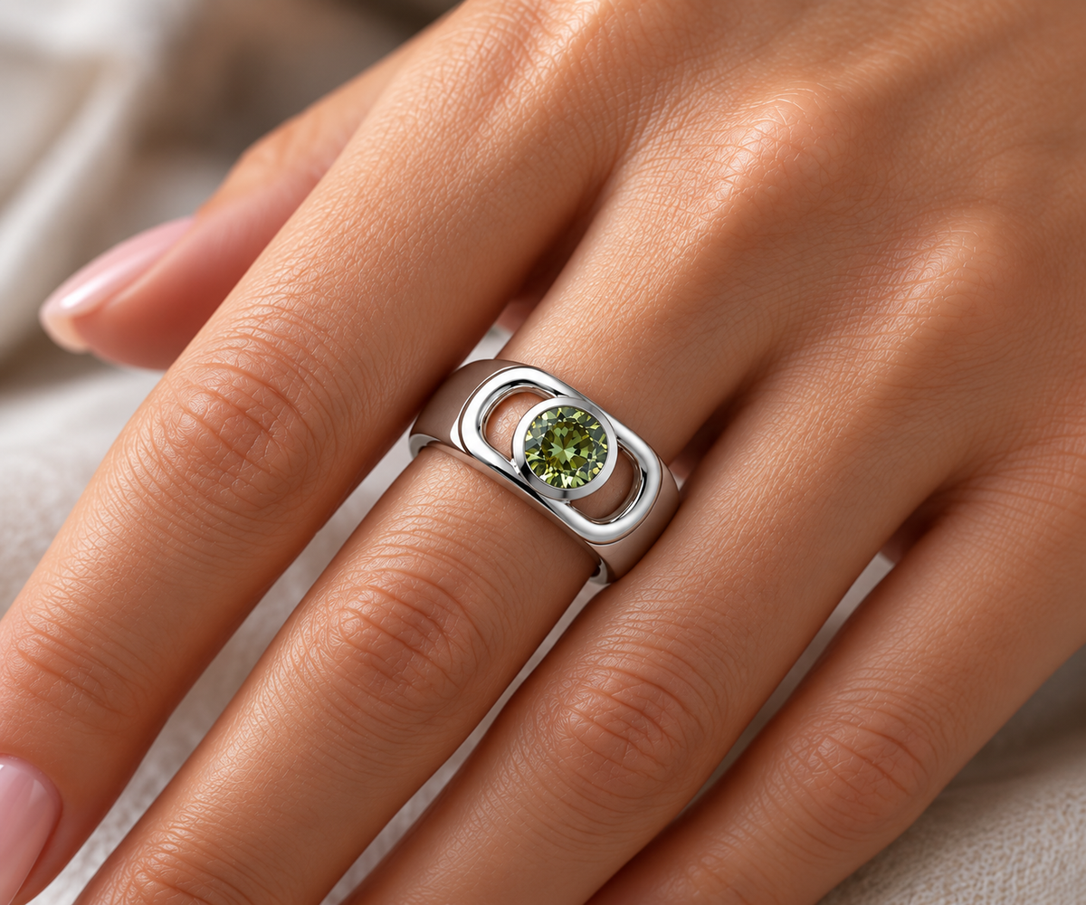 Silver Ring | Moving Tourmaline | 925 Sterling Silver | polished