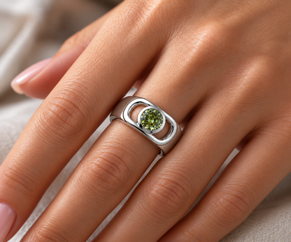 Silver Ring | Moving Tourmaline | 925 Sterling Silver | polished
