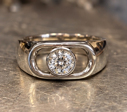 Silber Ring | Moving Moissanite | 925 Sterling Silber | poliert
