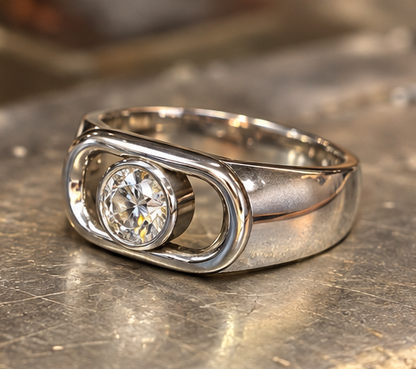 Silber Ring | Moving Moissanite | 925 Sterling Silber | poliert