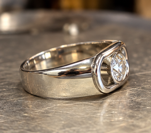 Silber Ring | Moving Moissanite | 925 Sterling Silber | poliert