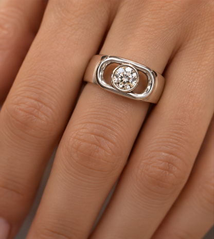Silber Ring | Moving Moissanite | 925 Sterling Silber | poliert