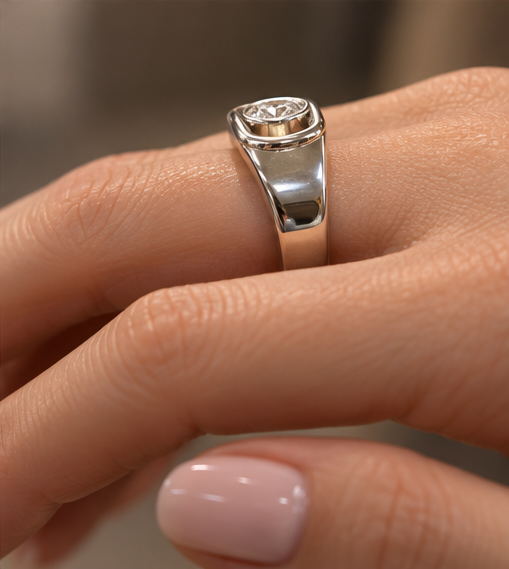 Silber Ring | Moving Moissanite | 925 Sterling Silber | poliert