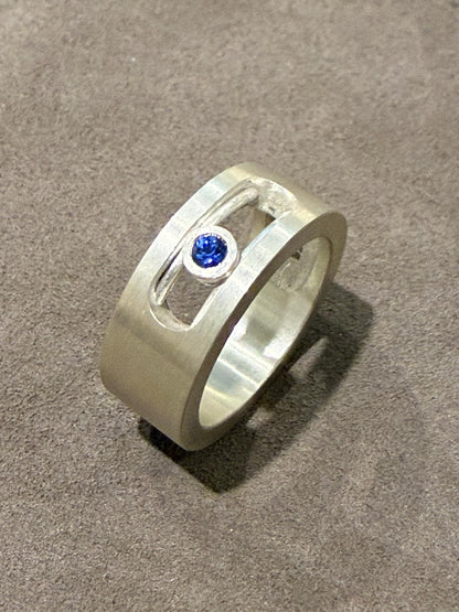 Silber Ring | Moving Saphir | 925 Sterling Silber | poliert