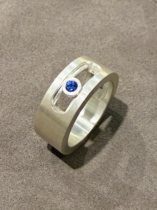 Silber Ring | Moving Saphir | 925 Sterling Silber | poliert