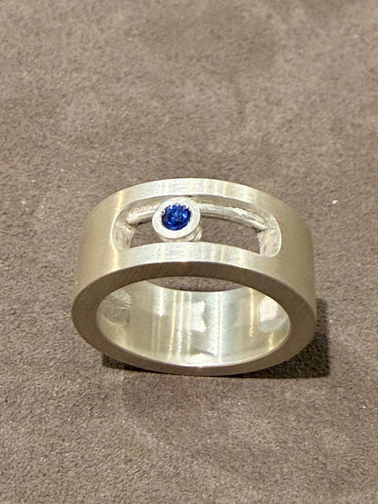 Silber Ring | Moving Saphir | 925 Sterling Silber | poliert