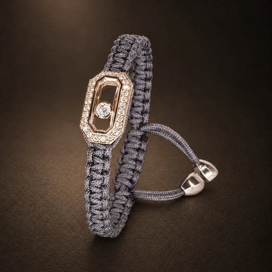 BRACELET MEDIUM DIAMOND WHITE GOLD CORD GRAY – Produktansicht