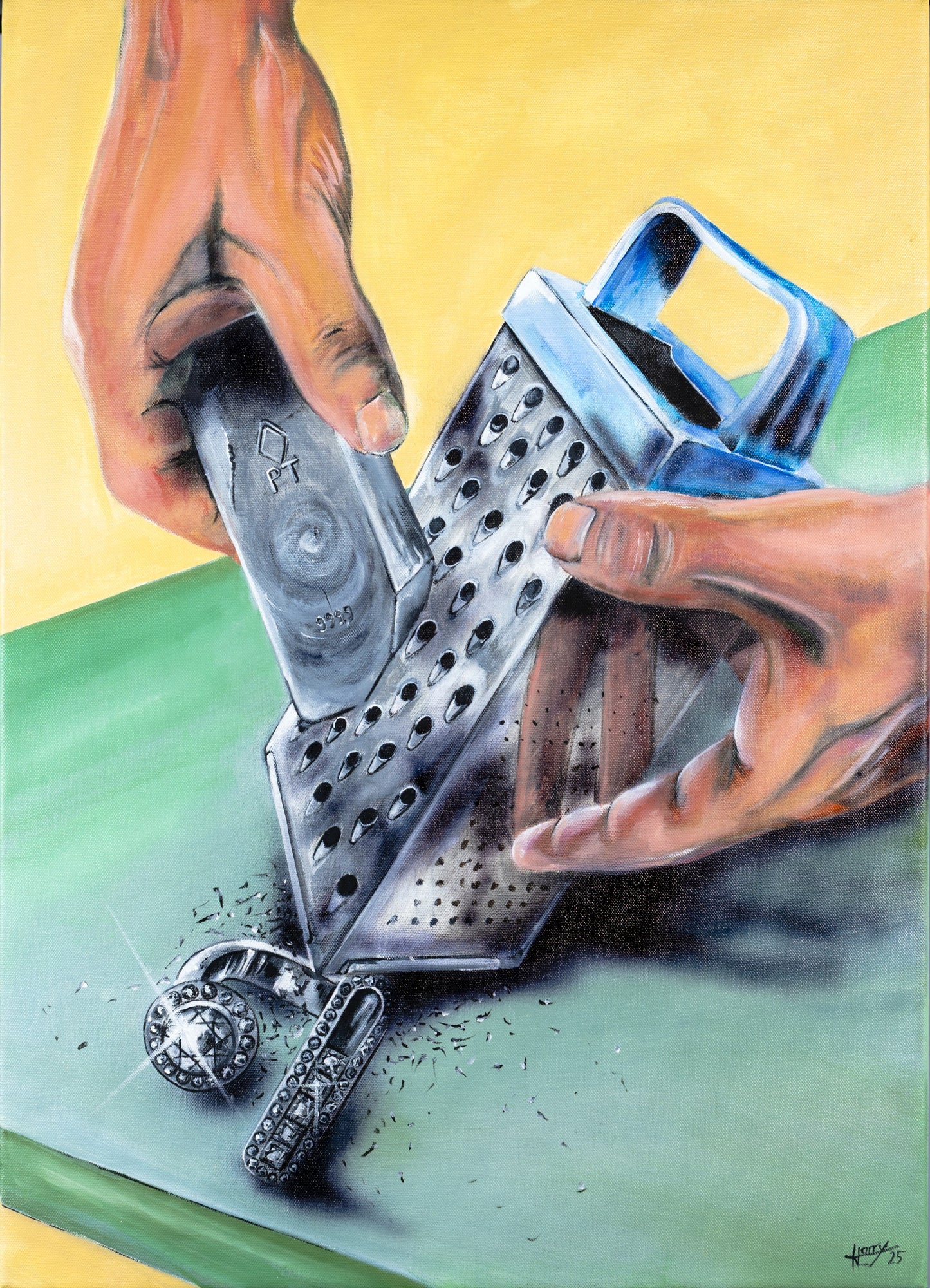Painting - HB "Italien job in platin" original artwork on Canvas